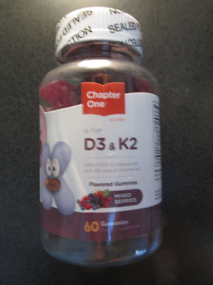 NEW Zahler Chapter One Vitamin D3 & K2 Gummies - 1000IU of D3 & 45MCG of K2 60CT