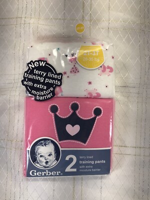 Gerber 2pk Baby Girl Toddler Training Pants Underwear Pink Princess Crown SZ 2T