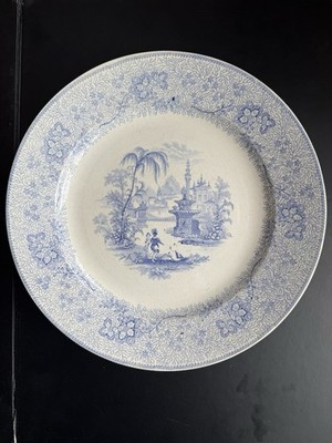 Antique T J & J Mayer Garden Scenery Transfer Ware Dinner Plate