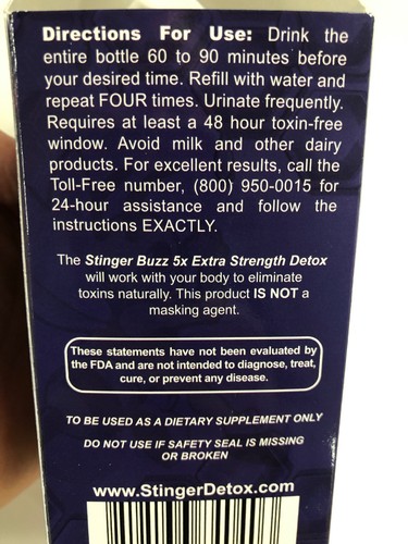 Stinger 1-Hour Detox Liquid Drink 5x Strength Grape 8oz 2PK Buzz Cleanser Weight