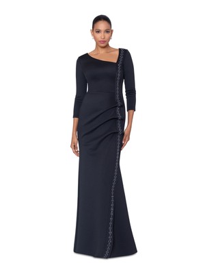 XSCAPE Womens Black Unlined 3/4 Sleeve Full-Length Evening Gown Dress 10