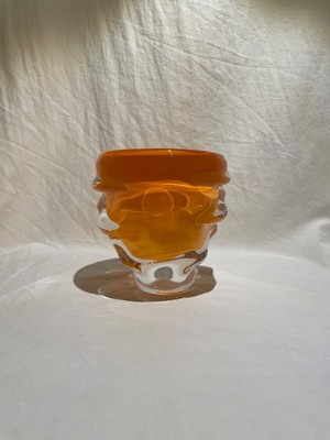 Contemporary Fire opal Orange Czech crystal glass vase New