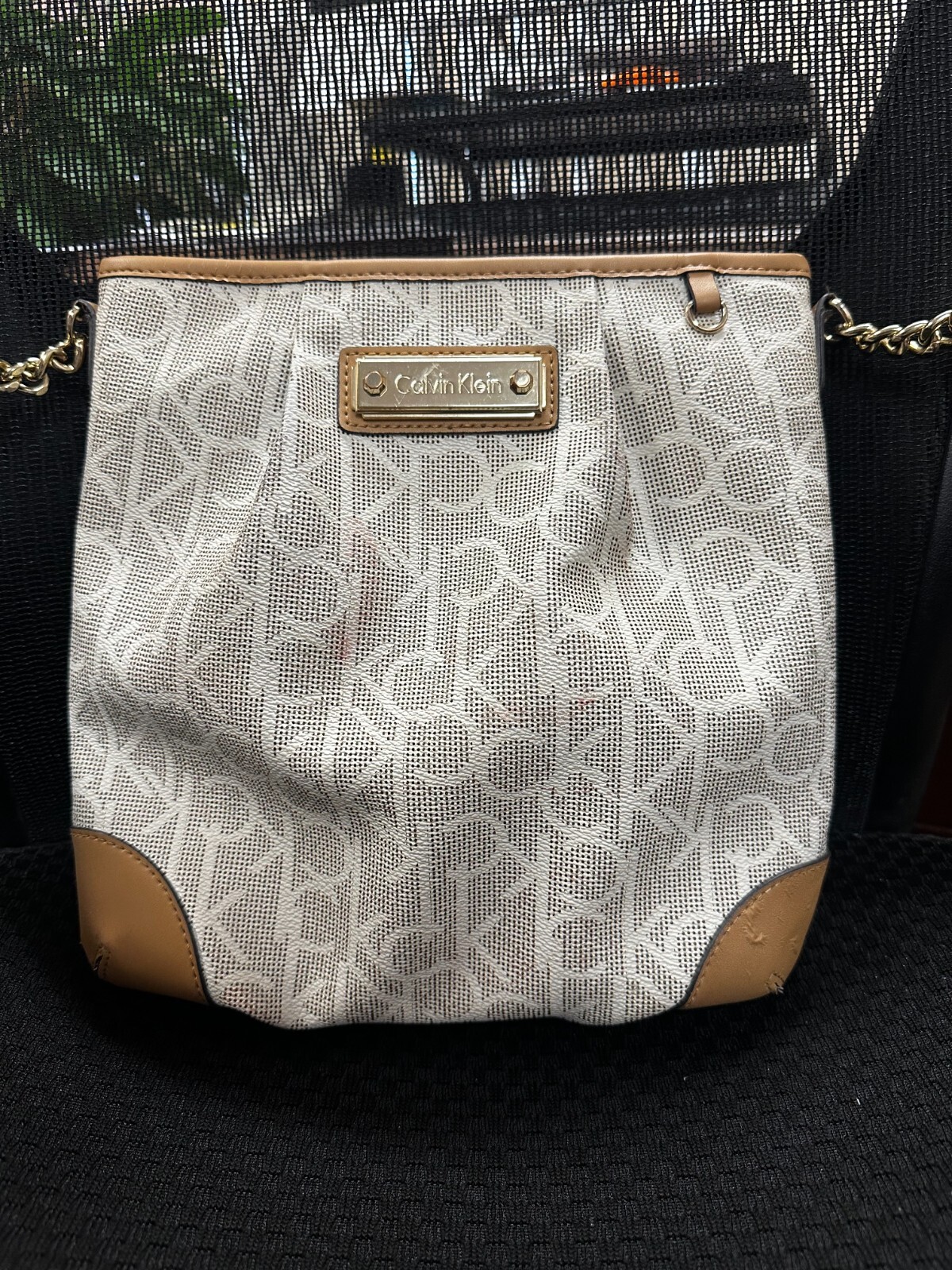 Calvin Klein Sussex Nylon Top Zip Crossbody, Black/Silver