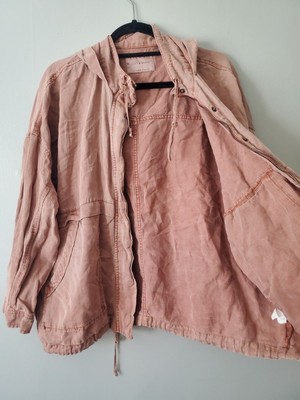 Lucky Brand Pink Utility Jacket Tencel Military Anorak Lightweight Casual L