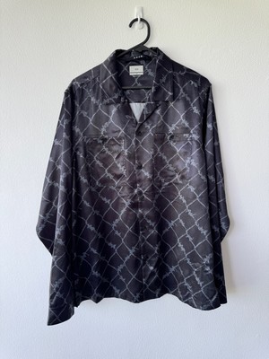 new ksubi medium m long sleeve shirt top black grey brab wire shiny satin