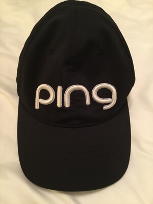 PING Golf 110 Flexfit SensorCool Black adjustable Hat Cap Black Embroidery