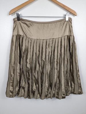 Marc Cain Women's Bubble Hem 100% Silk Satin Skirt Size N4 Brown Flaw