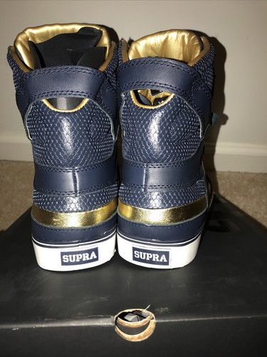 Pre-owned Supra Skytop 2 Ii Navy Gold Leather Factory 413 Size 11 First Muska Shortys