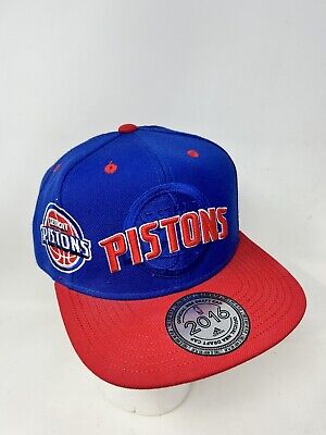 Detroit Pistons adidas Snapback Hat - Royal Blue Spellout NBA Old Logo 2016
