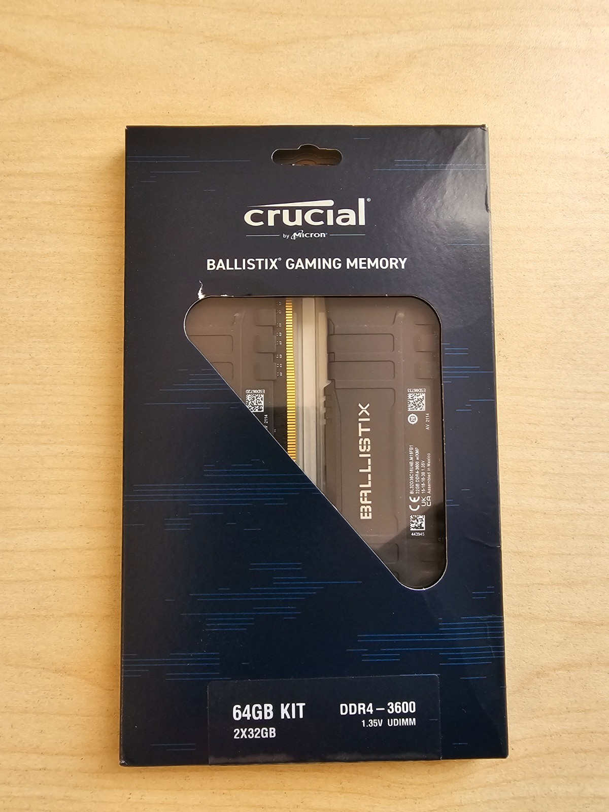 Crucial Ballistix DDR4-3600 64GB（32GBx2） Crucial Ballistix 64GB (2 x 32GB) DDR4 3600 Desktop Memory