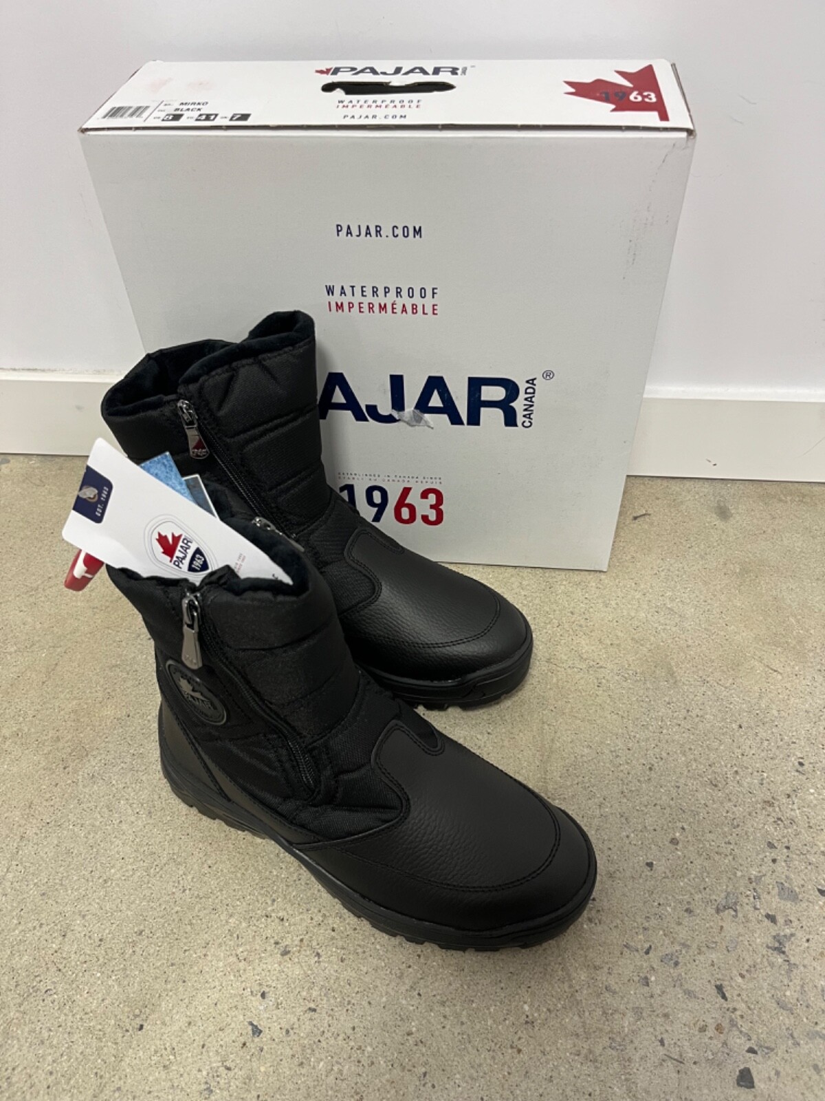 Pre-owned Pajar Men's Mirko Zip Up Boot W/ Ice-gripper Black All Sizes