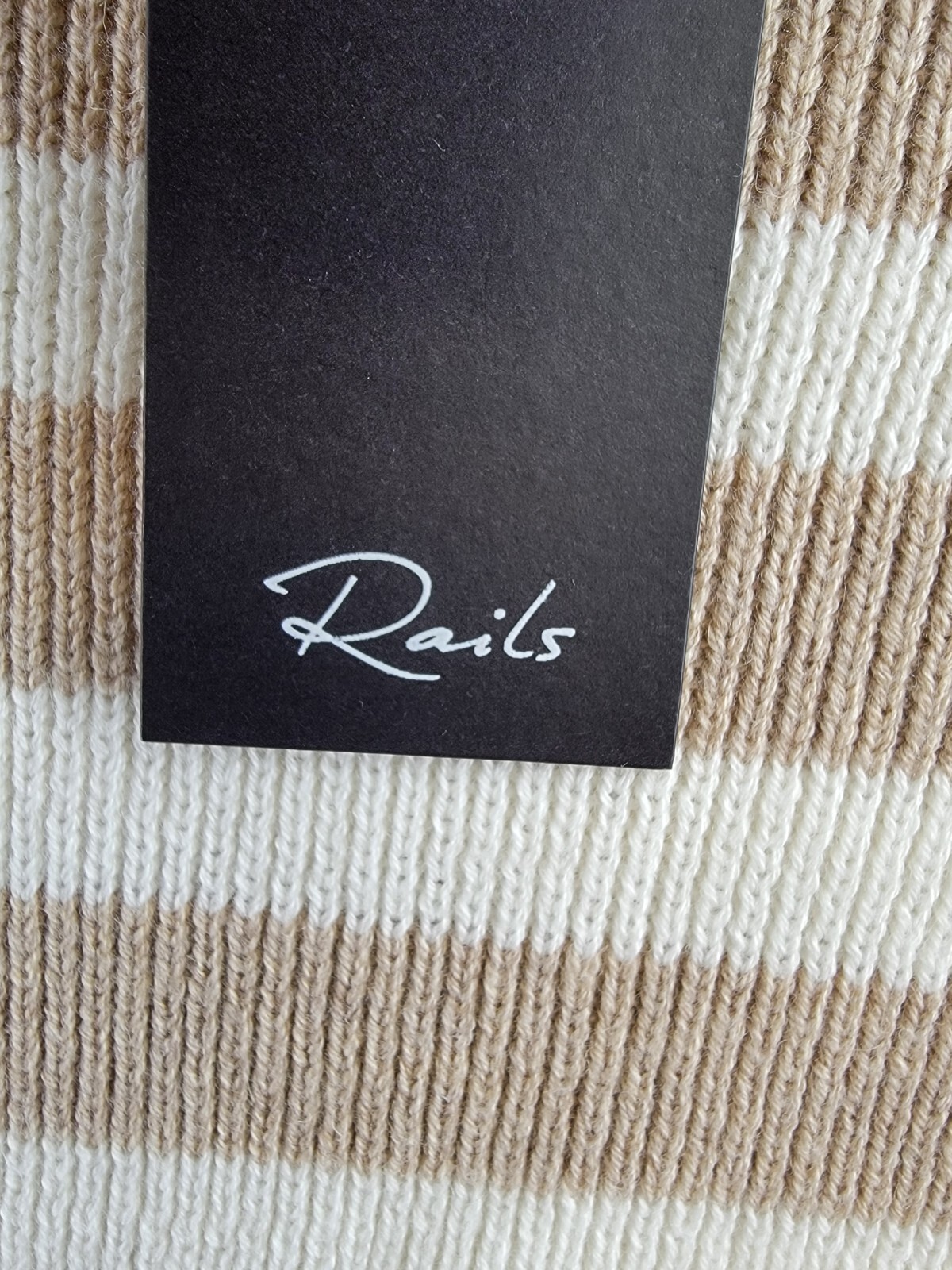 Rails 1/4 Zip Striped Pullover Sweater Women's XS Sand Stripe Merino Wool Blend - Picture 16 of 17