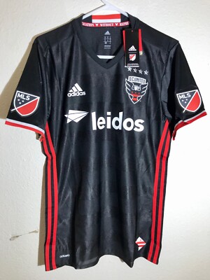 ADIDAS AUTHENTIC MLS D.C. UNITED TEAM JERSEY BLACK SIZE L