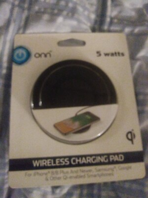 Black Onn 5W Wireless Qi Charging Pad for Samsung, Apple, Google, and Others