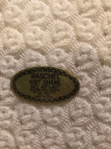 Vintage Baby Shawl Blanket Throw Knit 40 x 40 White Raschel Toddletime Jcpenney