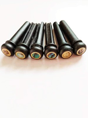 AYUBOUSA 6pcs Ebony Guitar Pins Inlaid 4mm Abalone Dot Acoustic Guitar Replac...