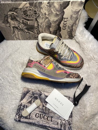 Pre-owned Gucci Authentic  Ultrapace Sneakers Size 35 In Yellow