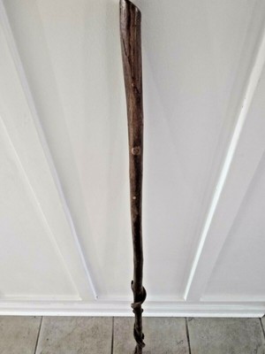Hand Carved Wood Buffalo 5 ft walking stick lt WT Agave