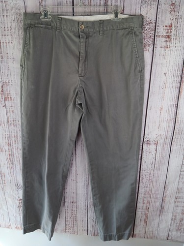 Vtg Polo Ralph Lauren Preston Pants 36x32 Gray Chino Cotton 