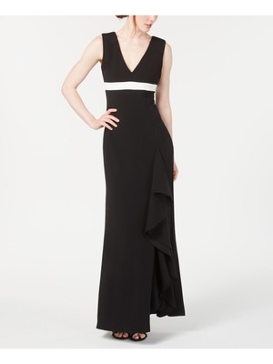 

CALVIN KLEIN Женское черное платье макси прямого кроя с V-образным вырезом и украшением, Черный