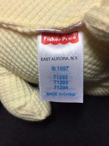 1997 Fisher Price Yellow Thermal Easter Cozies Bunny Rabbit Plush Bow Tie Cozy