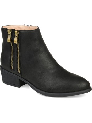 

JOURNEE COLLECTION Женские черные ботильоны на молнии Jayda с миндальным носком на блочном каблуке, Черный, JAYDA-BOOTIE