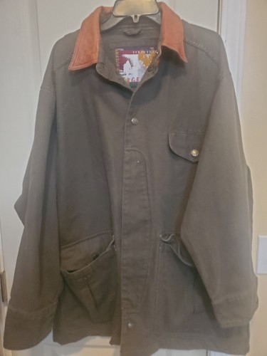 Vintage Structure Jacket Leather Collar Work Barn Green Size Medium