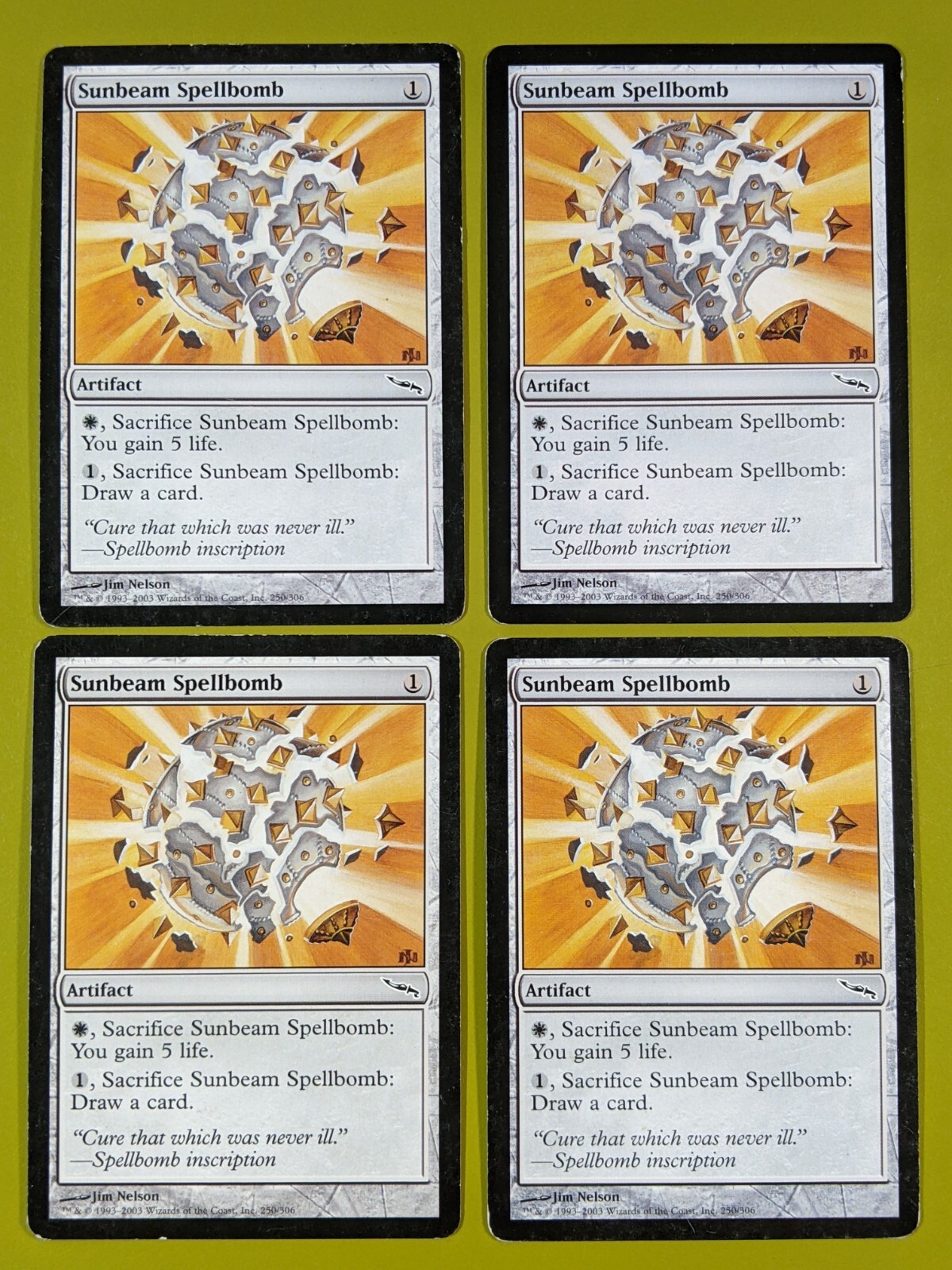 Sunbeam Spellbomb x4 Mirrodin 4x Playset Magic the Gathering MTG