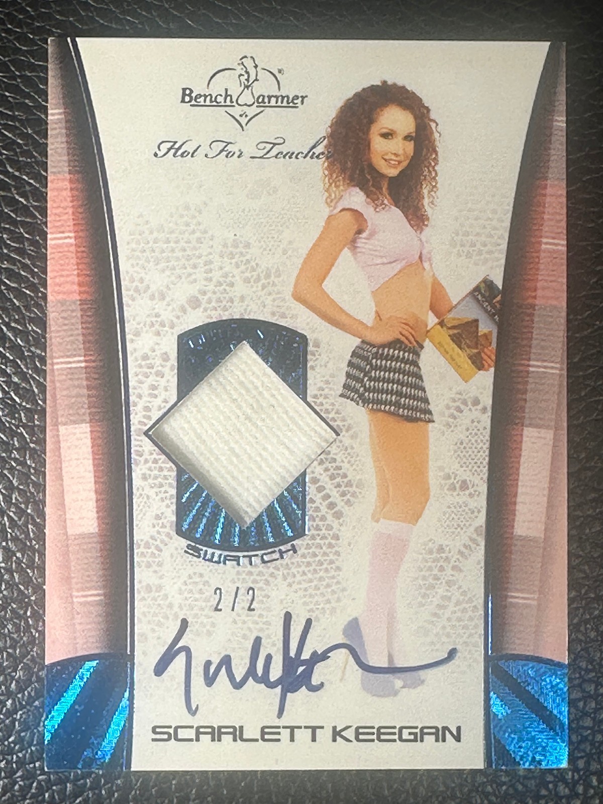 2014 Bench Warmer Hot For Teacher Blue Foil Scarlet Keegan 2/2 Auto Wardrobe