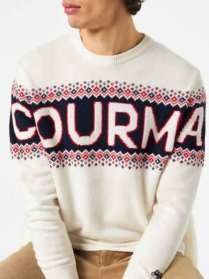 Pre-owned Mc2 Saint Barth Man Sweater With Courma Lettering In White