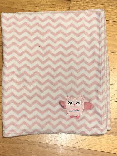 HTF le bebe FAVORITE Dollar General Pink Sleeping Owl Chevron Baby Blanket