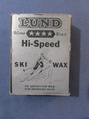 VINTAGE SKIING LUND SKI WAX AMERICAN WAX FOR AMERICAN SNOW BOX & CONTENTS