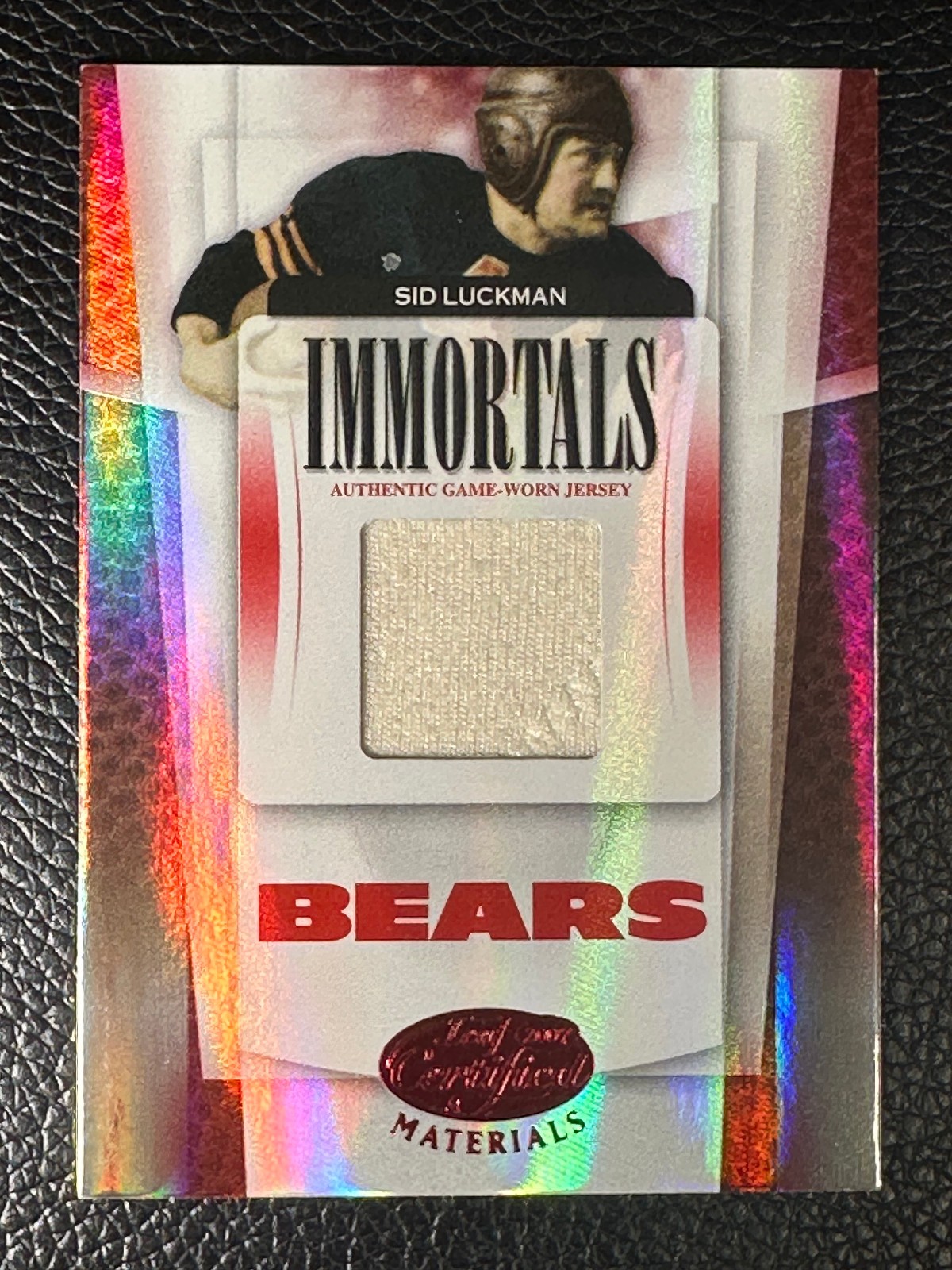 2007 Leaf Certified Materials Immortals Red Sid Luckman 17/25 Game Worn Jersey