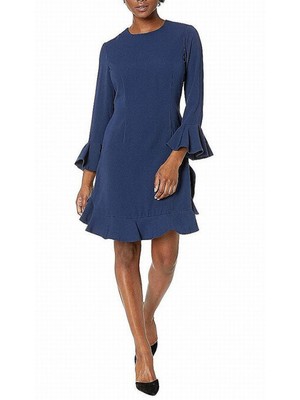 

JILL JILL STUART Женское темно-синее короткое платье с расклешенными рукавами и подолом с рукавом 3/4, Navy
