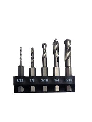 2320 5pc Stubby Bit Set- 5pc. HSS Stubby Drill Bits with 1/4-Inch Quick Chang...