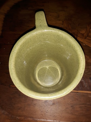 Vintage Hull Oven Proof USA Coffee Chunky Mug Pottery Green Speckled Ribbed