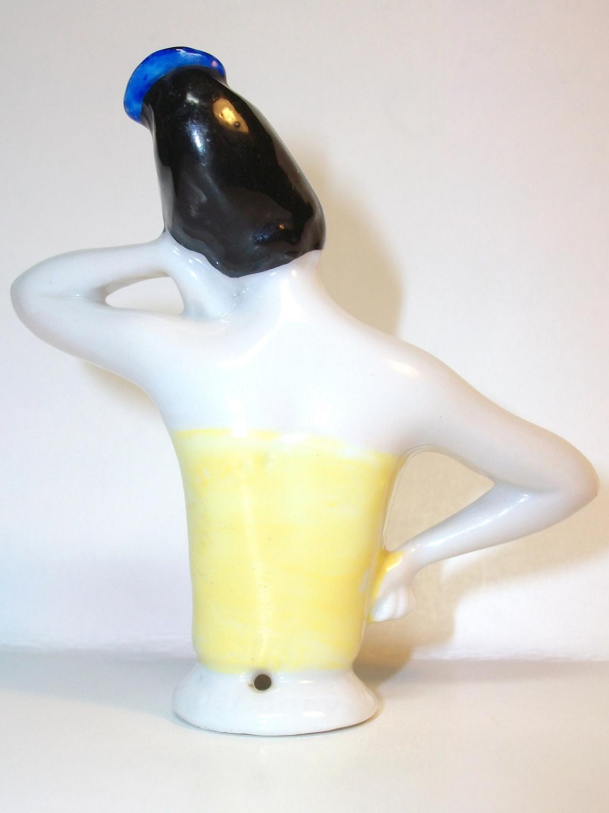 1925 German Porcelain Half/Pincushion Doll 2.5 inch Hertwig Co.