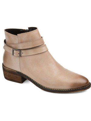 

JOURNEE COLLECTION Женские бежевые кожаные ботильоны Rachelle миндалевидной формы на блочном каблуке, размер 7 м, Бежевый, RACHELLE-BOOTIE