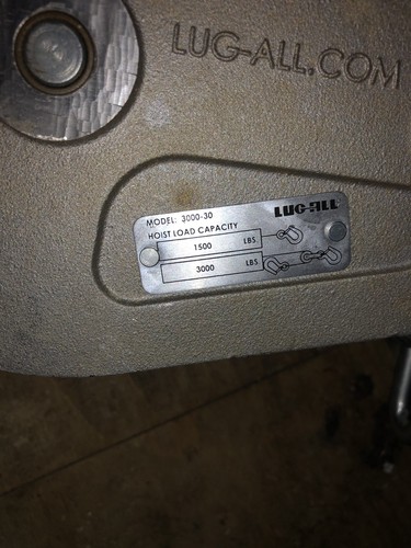 Lug-All 3000-30Medium Frame Cable Ratchet Winch Pulley Hoist, 1.5ton Capacity, /