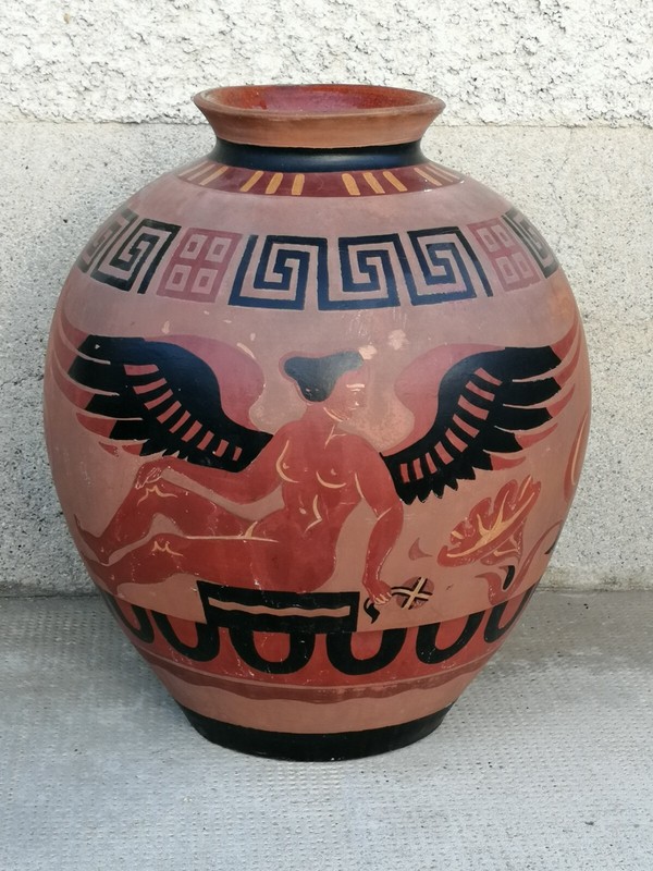 Ancien Vase Decor Grec Femme Nue Stauffer Bern CÃ©Ramique Nude Woman  Art DÃ©Co?