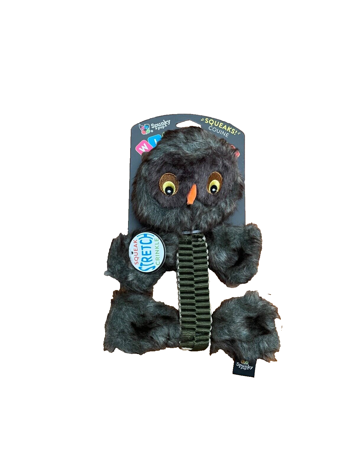 Spunky Pup OWL Wibbleez Dog Toy Plush Tug Outdoors 2in1