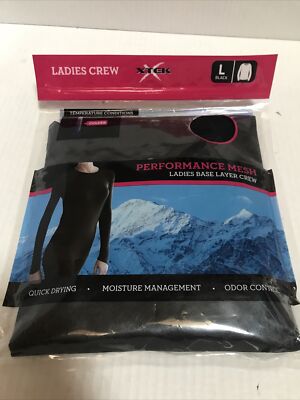 Xtek Performance Mesh Base Layer Crew Top Women Large Black (APO-172-2)