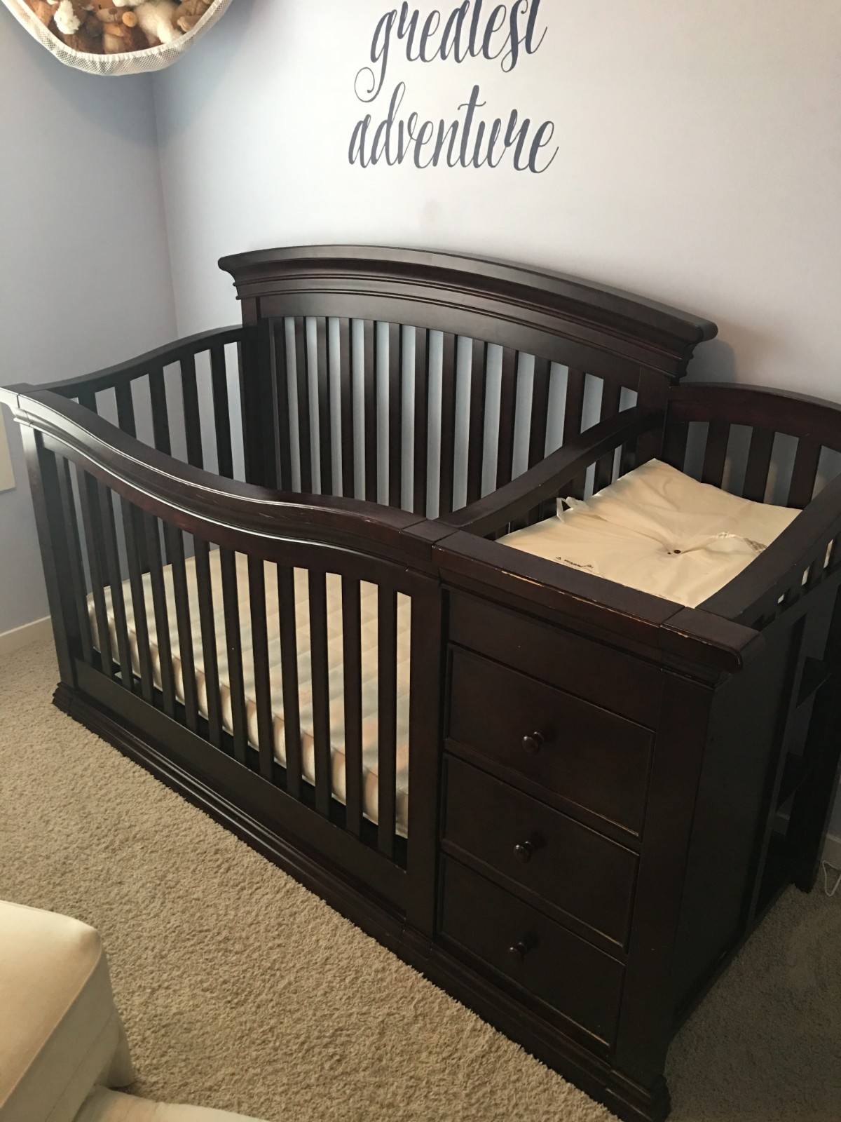 Convertible Crib/dresser/mattress nursery set-Espresso Finish, Sorelle (Verona)