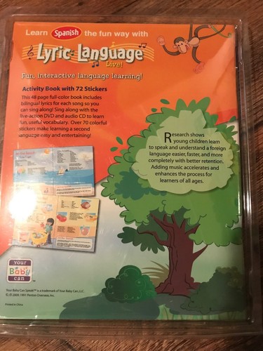 Your Baby Can Speak Spanish Lyric Language 4 Disc DVD Set Activity Book New