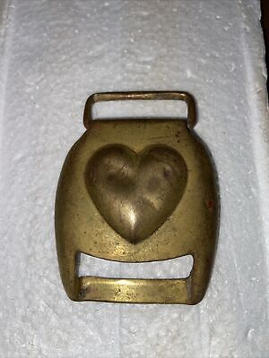 Vintage Brass Heart Bridle or Harness Buckle.. Oldie 