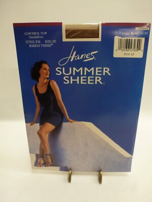 Hanes Summer Sheer Control Top Pantyhose Barely There Size EF