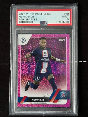 PSA 9 2022-23 Topps UEFA CC Neymar Jr Pink Sparkle #10 PSG Brazil
