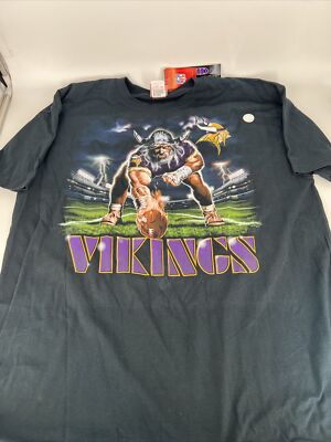NFL MINNESOTA VIKINGS - VINTAGE LIQUID BLUE - BLACK T-SHIRT - SIZE 2XL NWT
