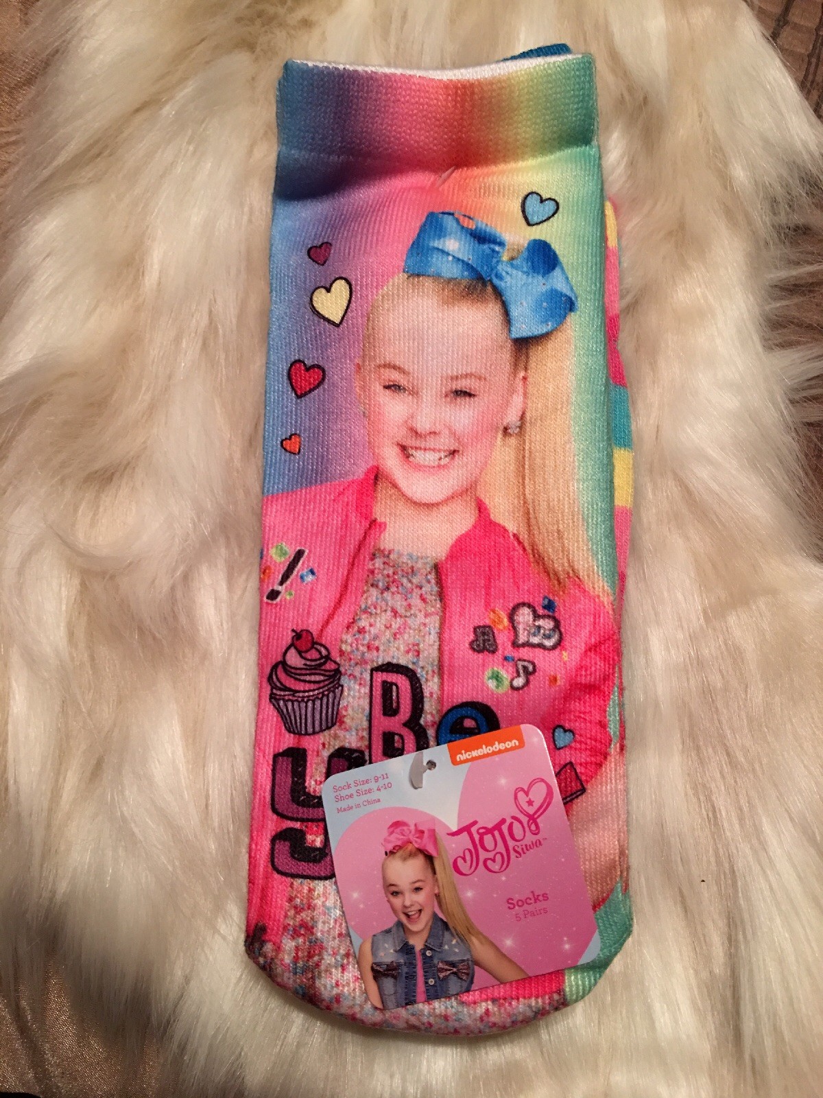 JOJO SIWA 5 PACK NO SHOW SOCKS, SOCK SIZE 9-11 SHOE SIZE 4-10 NWTS