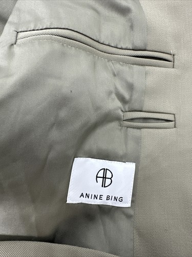 Pre-owned Annie Bing Women's Quinn Oversized Wool Blazer Olive Army Color Size Large In Olive/army